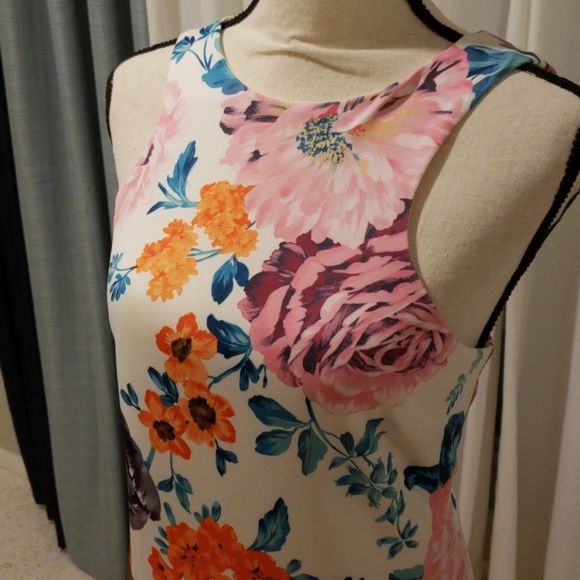 Floral Dress with Mesh Inserts - Picture 2 of 8